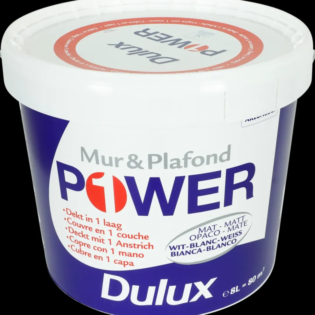Dulux Peinture murale Power Blanc mat Blanc 8 litre | Action FR New
