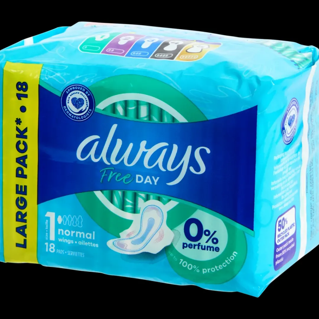 Always Serviettes hygiéniques Free Day Normal 18 Pièces | Action FR Hot