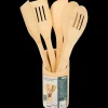 Set d’ustensiles de cuisine en bambou dans support | Action FR Best