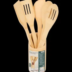 Set d’ustensiles de cuisine en bambou dans support | Action FR Best