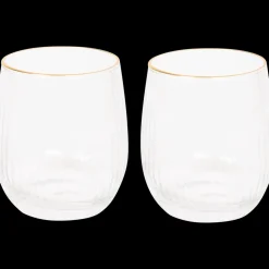 Verres à bord doré 2 Pièces | Action FR Hot